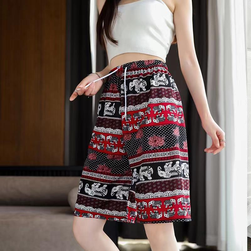 Elephant Pants Women Wide Leg Shorts Summer Thailand Thin Straight Casual Streetwear Beach Bottoms Female Clothing Fashion