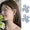 Роскошные серьги-цветы с синими кристаллами для женщин — модный стиль 2023 года