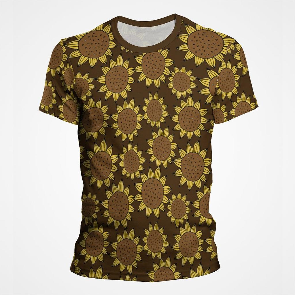 Модные футболки с 3D-принтом подсолнуха, мужские футболки с коротким рукавом и круглым вырезом, модные мужские уличные рубашки