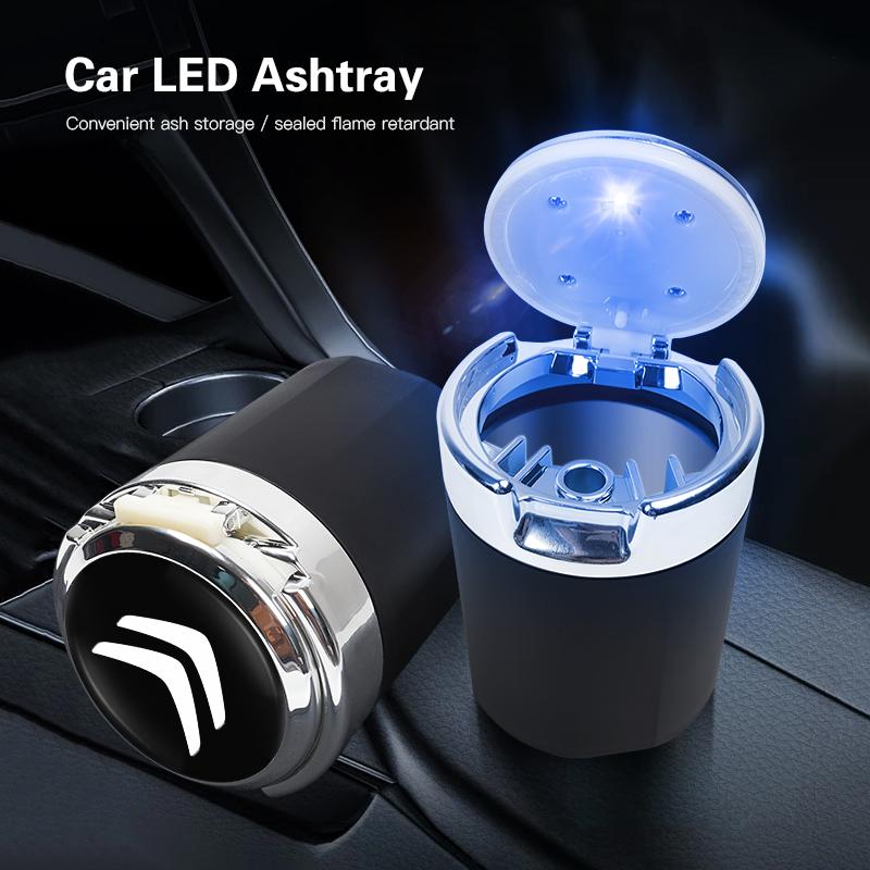 Car Interior Ashtray LED Light Portable Smoke Ashes Holder For Citroen C3 C5 Aircross C5X C4 Cactus Picasso e-C3 e-C4 C1 C6 C2