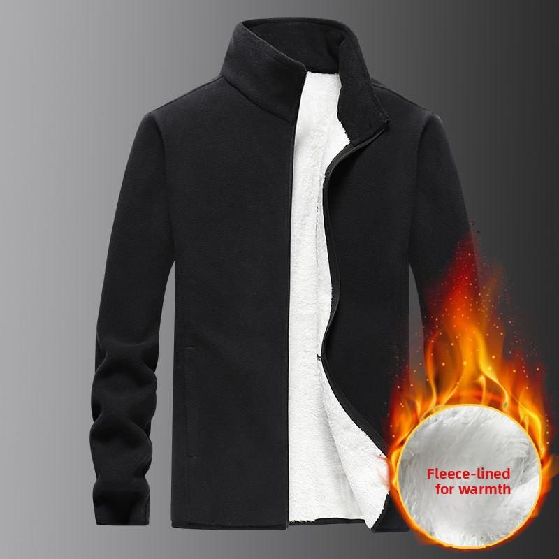Флисовая куртка большого размера для мужчин Зимняя толстовка из полар-флиса Оверсайз Деловая куртка Джентльмен Стойка воротник