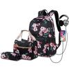 Teens School Backpack Set Girls Women School Bags Lightweight Waterproof Nylon Travel Floral Kids Bookbags Casual Daypack