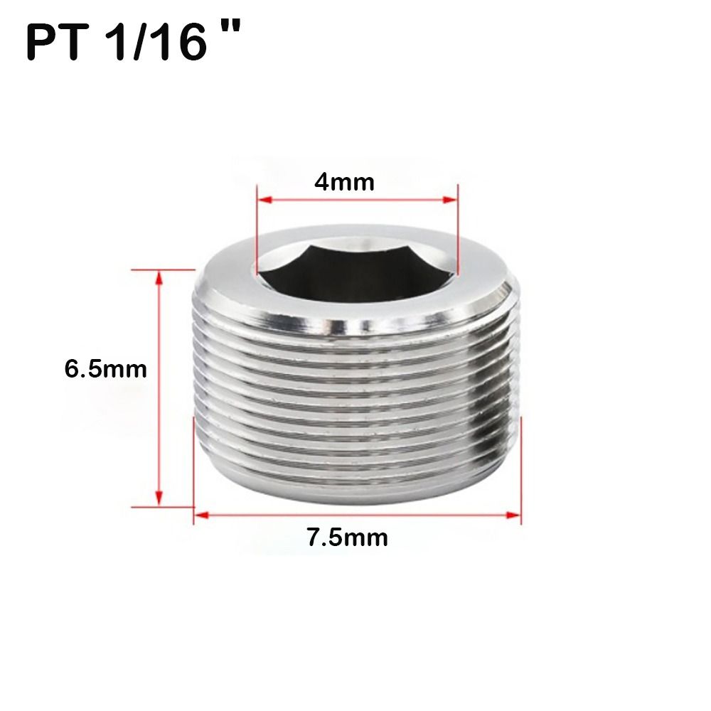 Silver Male Thread Hexagon Plug 304 Stainless Steel Tube Plug Sealing Pipe Port Hardware