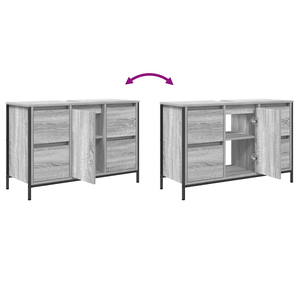 Grey Sonoma Bathroom Vanity Cabinet with Drawers 90 x 34.5 x 60 cm