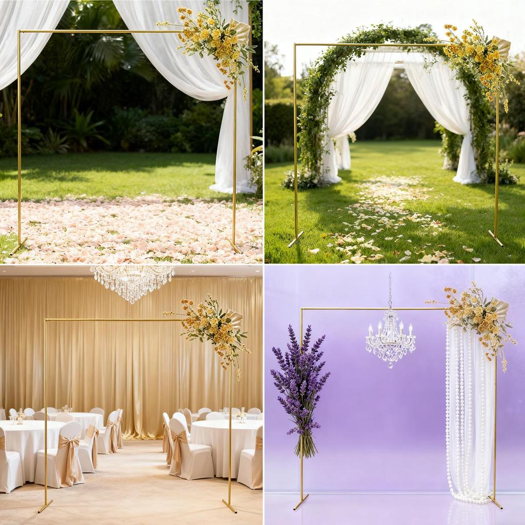 Popular 7.2ft Gold Wrought Iron Archway for Balloons, Photography, or Outdoor Wedding Aisles