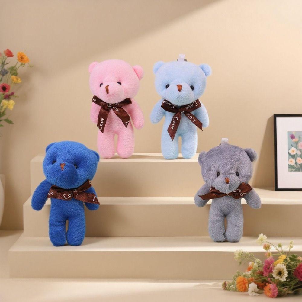 10Pcs Cartoon Animal Little Bear Plush Toy Stuffed Bear Plush Dolls White Bear Plush Keychain Kids