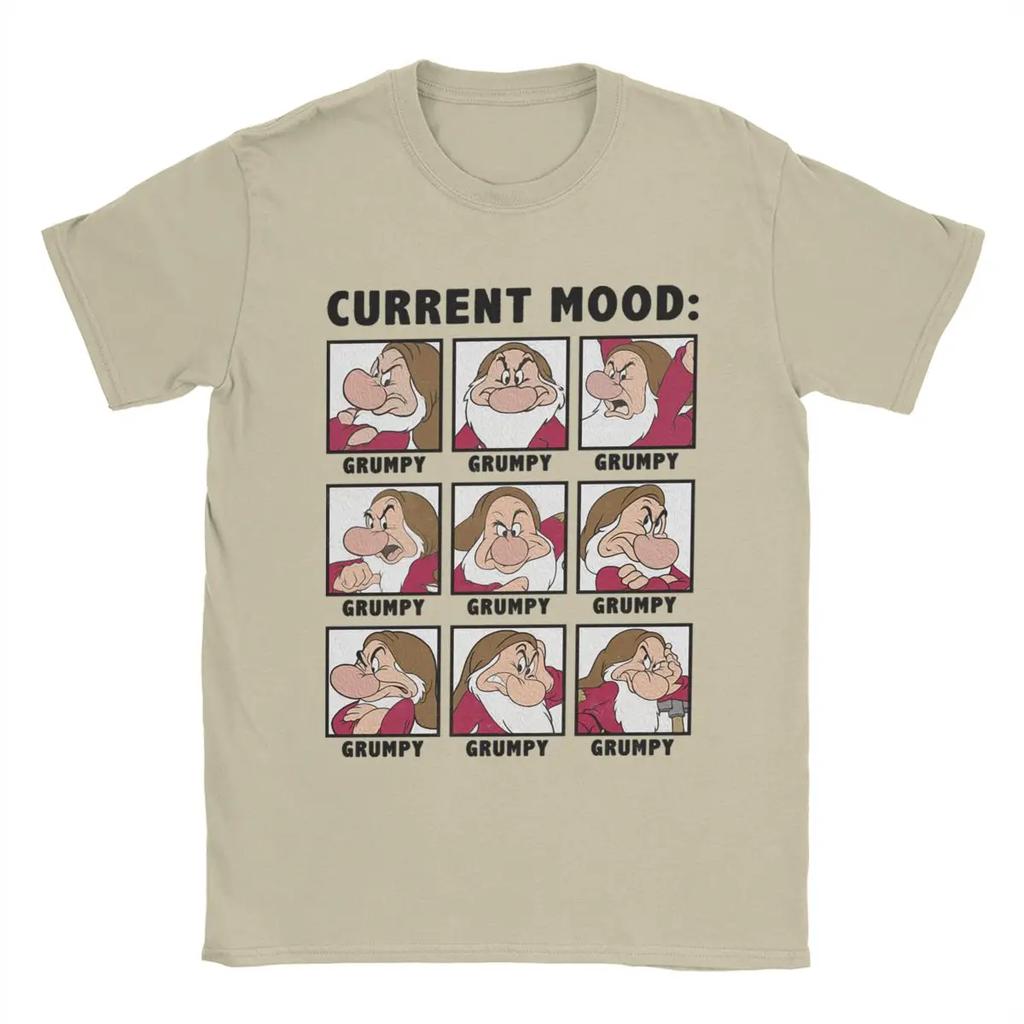 Leisure Grumpy Mood Seven Dwarfs T-Shirt Men Crew Neck Pure Cotton T Shirts Short Sleeve Tees Plus Size Tops