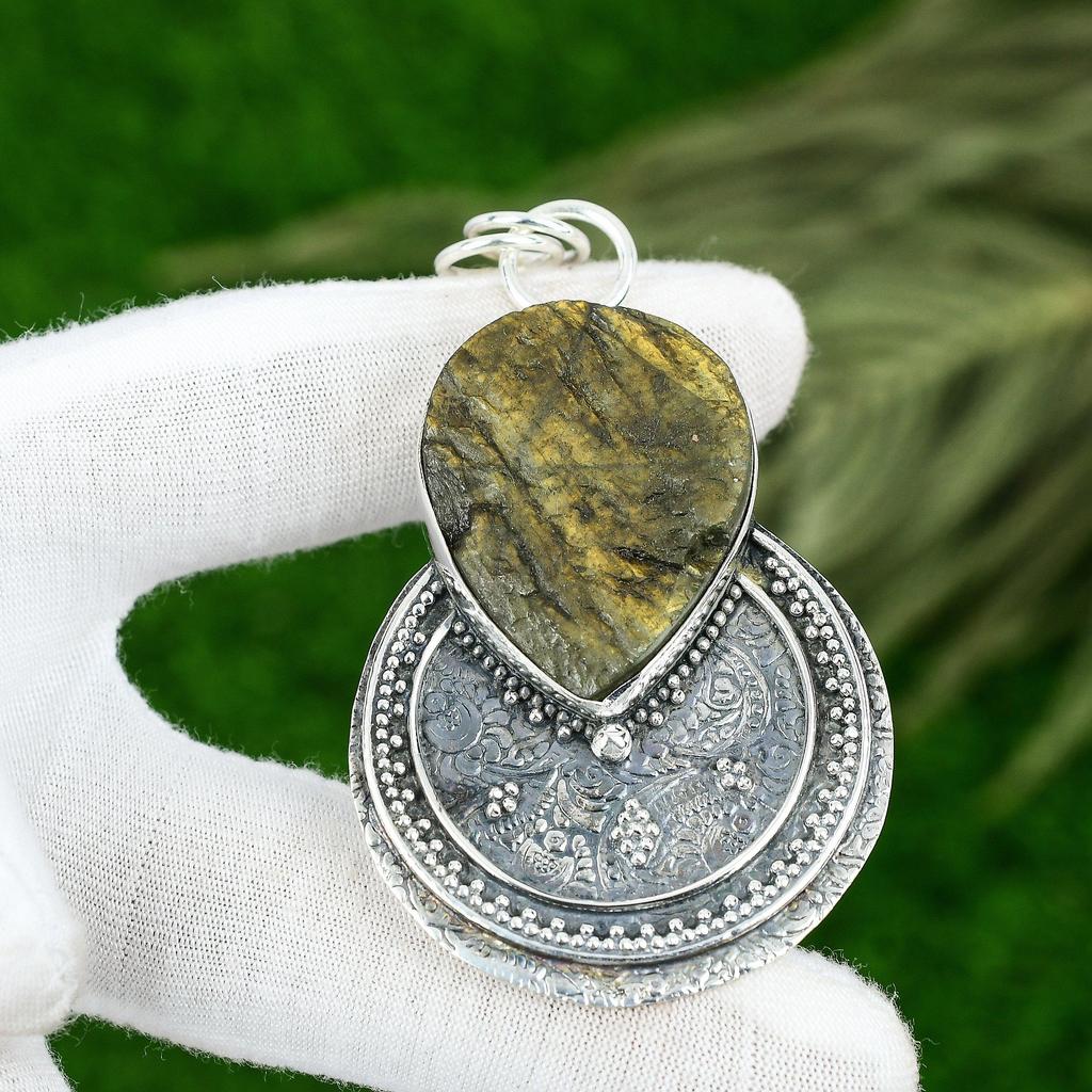 Friendship Day Sale Sterling Silver Pear Labradorite Stone Daughter Boho Pendant
