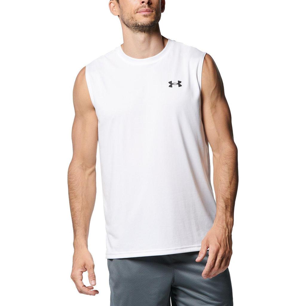 Under Armour Футболка без рукавов с сплошным логотипом и круглым вырезом, быстросохнущая, мужская, белая 1367452-100