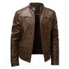 Men's New Fashion Motorcycle Leather Jacket Men's Youth Stand Collar Punk Leather Jacket