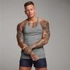 Muscleguys Спортивный зал Бодибилдинг Вязаные полоски Майки Летние Дышащие Быстросохнущие Без рукавов Мужские Фитнес Мышцы Приталенный Крой Спортивные жилеты