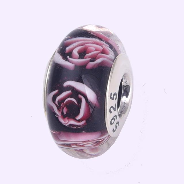 2023 Новый Оригинальный 100% Стерлингового Серебра 925 пробы Стеклянные Бусины Дерево Камень Муранский Цветок Подвески Подходит Браслет Diy Женские Ювелирные Изделия