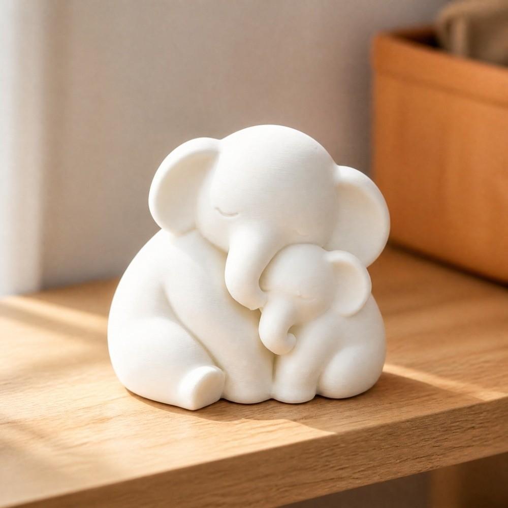 3D Printed Sitting Elephant Figurine Minimalist Warm Elephant Ornament Mother's Day Gifts