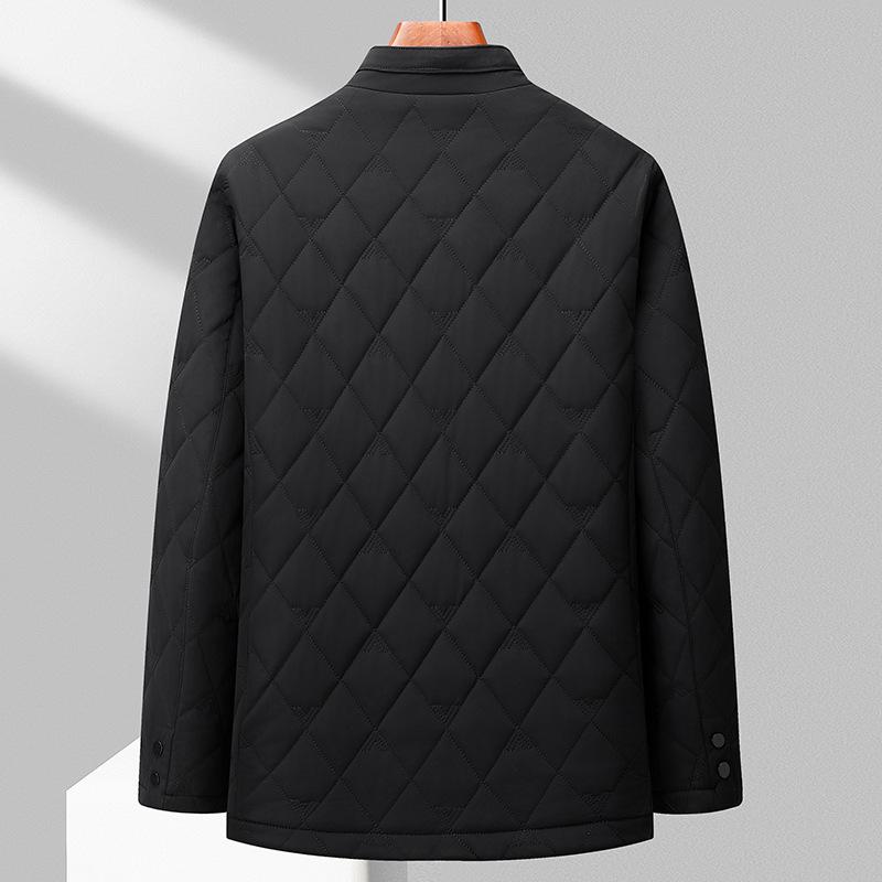 Стеганая мужская куртка средней и длинной длины с воротником-стойкой, повседневная термоодежда с стеганой подкладкой для мужчин среднего возраста, для отцов