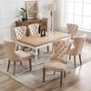 Dining Chair (Kitchen Chair with Unique Door Knocker on the Back, 6 pcs), Upholstered Chair with Nailhead Trim, Solid Wood Legs, Velvet Cover, Beige