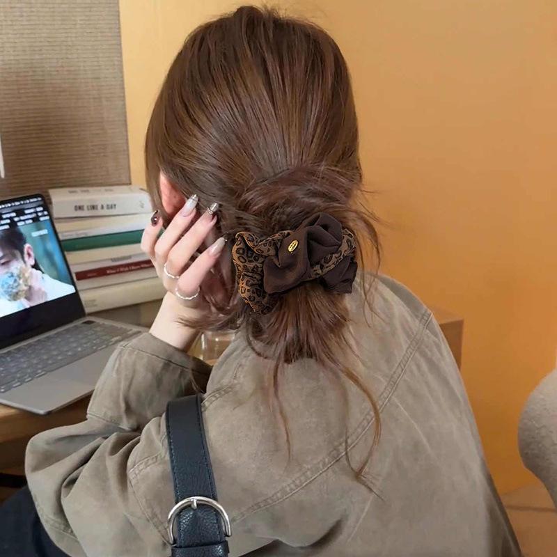 Luxurious Korean Two-Tone Leopard Print Hair Tie for Women - 2026 Collection