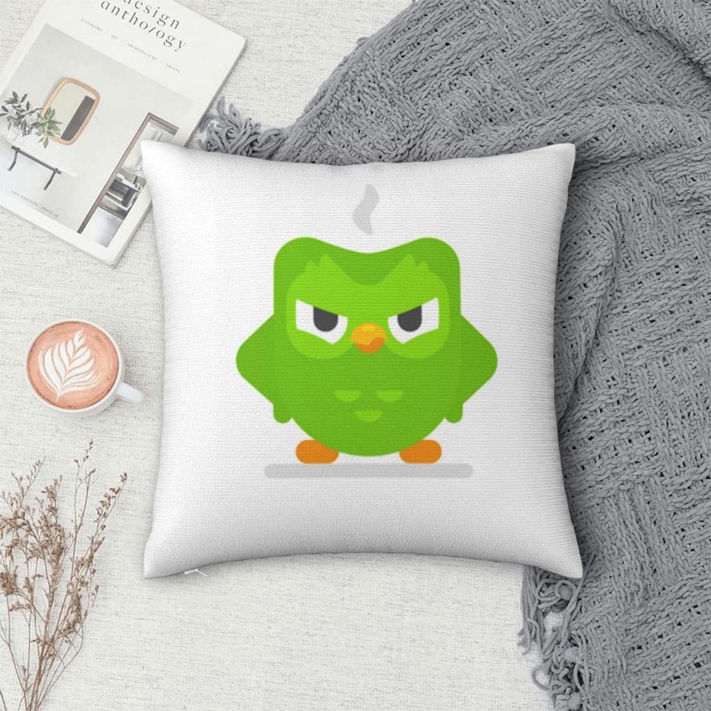 Сова Duolingo Duo (2) Квадратная наволочка Чехол для подушки Подушка Декоративная подушка Для дома Дивана Гостиной