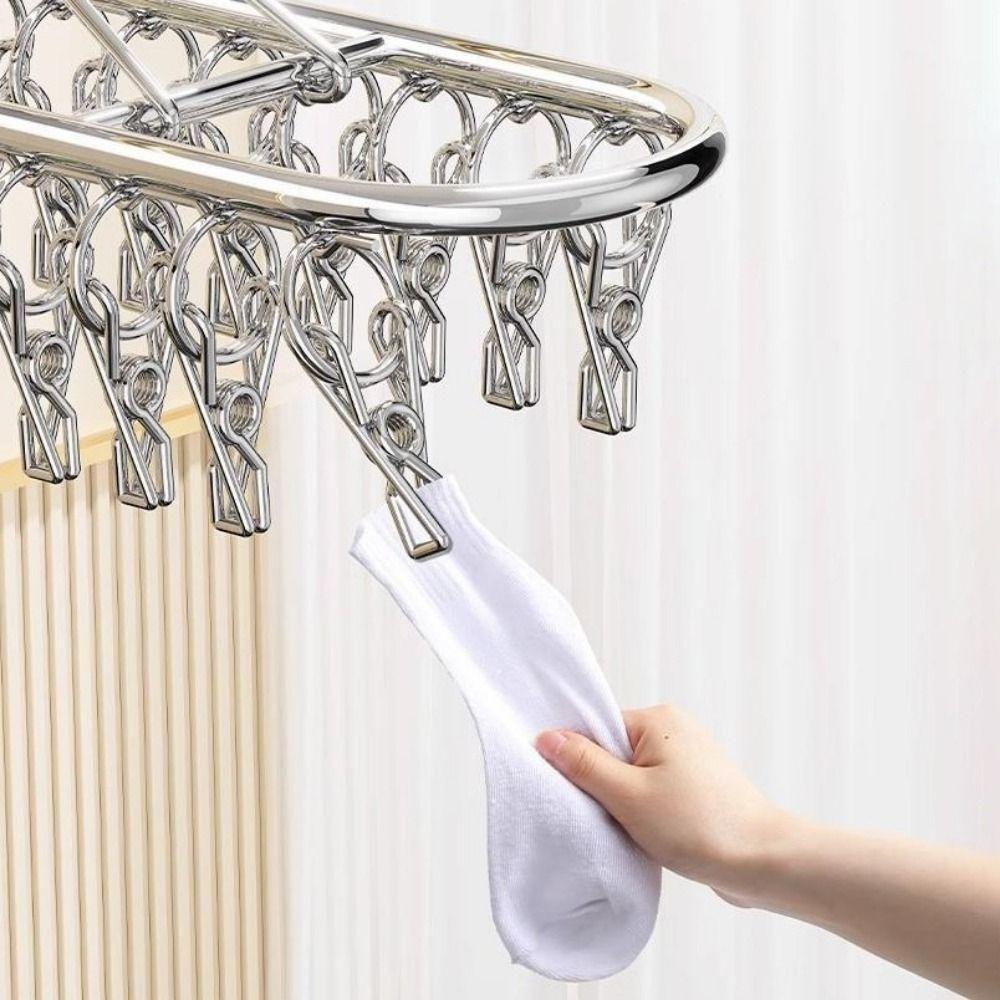 20/30 Clips Socks Drying Rack Stainless Steel Underwear Socks Holder Sock Laundry Airer  Balcony
