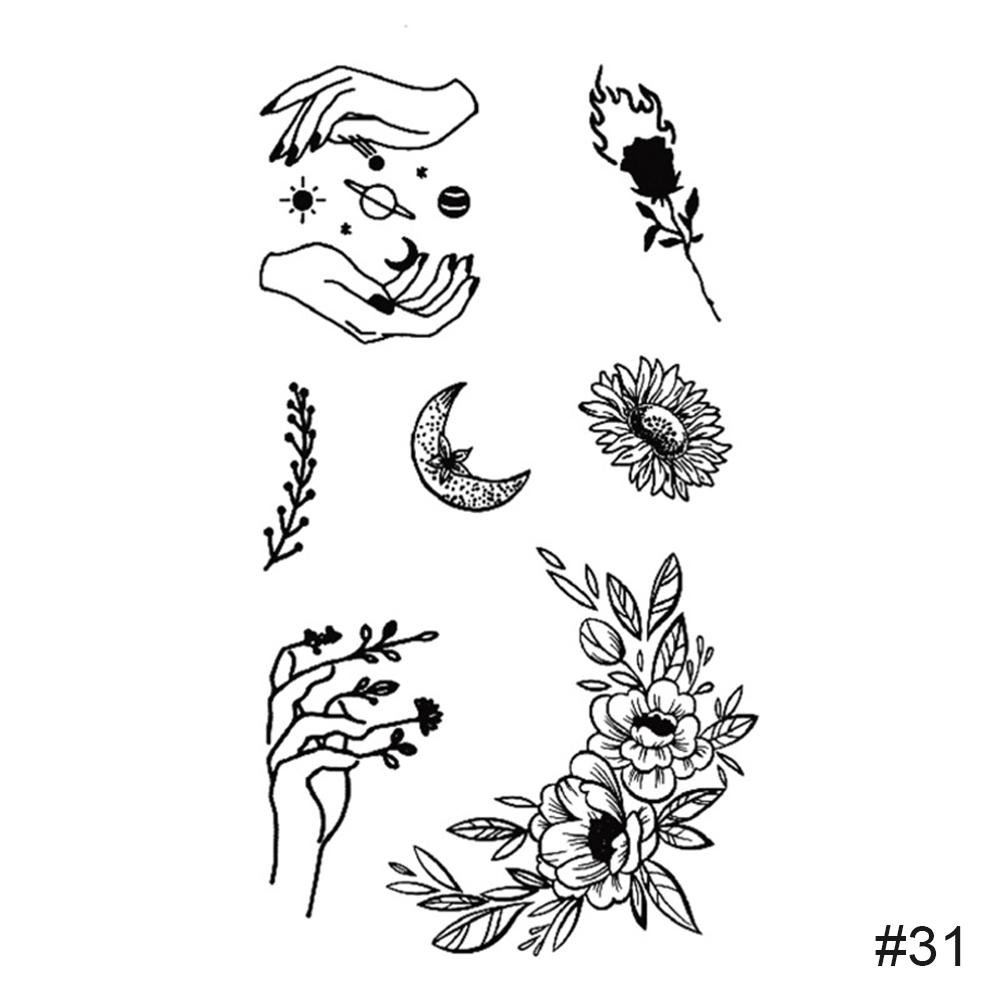 Временные маленькие свежие черные татуировки наклейки водонепроницаемые долговечные татуировки наклейки рука нога грудь боди-арт татуировка