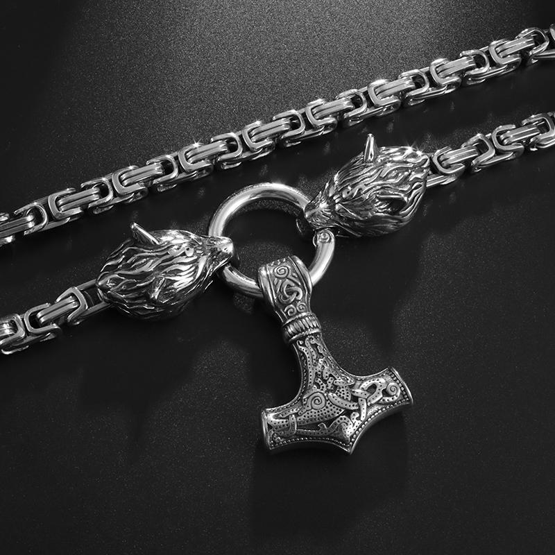 Винтажное ожерелье с головой волка для мужчин, тяжелая византийская цепочка, ожерелье высокого качества, ювелирное изделие, амулет, подарок