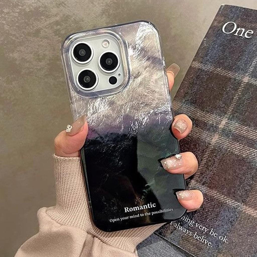 New Light Luxury Girls Gradient Vortex Double-layer Imd Mobile Phone Case Huaqiangbei Cooling Feather Yarn Four-corner Anti-fall Shell Ins