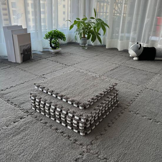 Плюшевый ковер-пазл, блокирующийся напольный коврик, самодельная нескользящая ковровая плитка, детский игровой коврик для гостиных, спален, игровых комнат, детских комнат