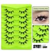 7 пар 3D Натуральный вид Аниме Накладные ресницы Перекрестные Пушистые Накладные ресницы Мягкие норковые ресницы Красота