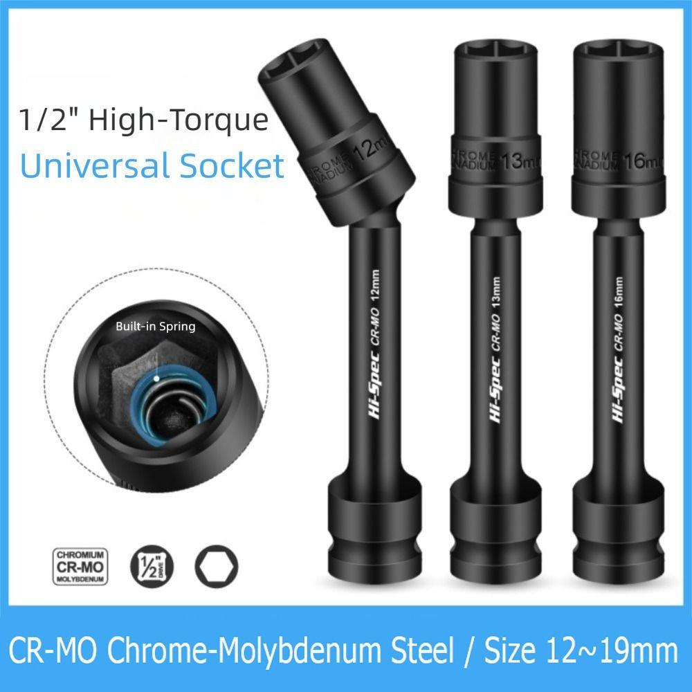CR-MO Хромомолибденовая сталь Поворотный торцевой ключ 1/2" 12~19 мм Шестигранный адаптер Ударная головка Ручной инструмент Высокая твердость