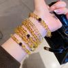 Citrine Agate Stone Flower Beaded Bracelet Light Luxury Retro Temperament Bracelet Niche Versatile High-end Jewelry Women