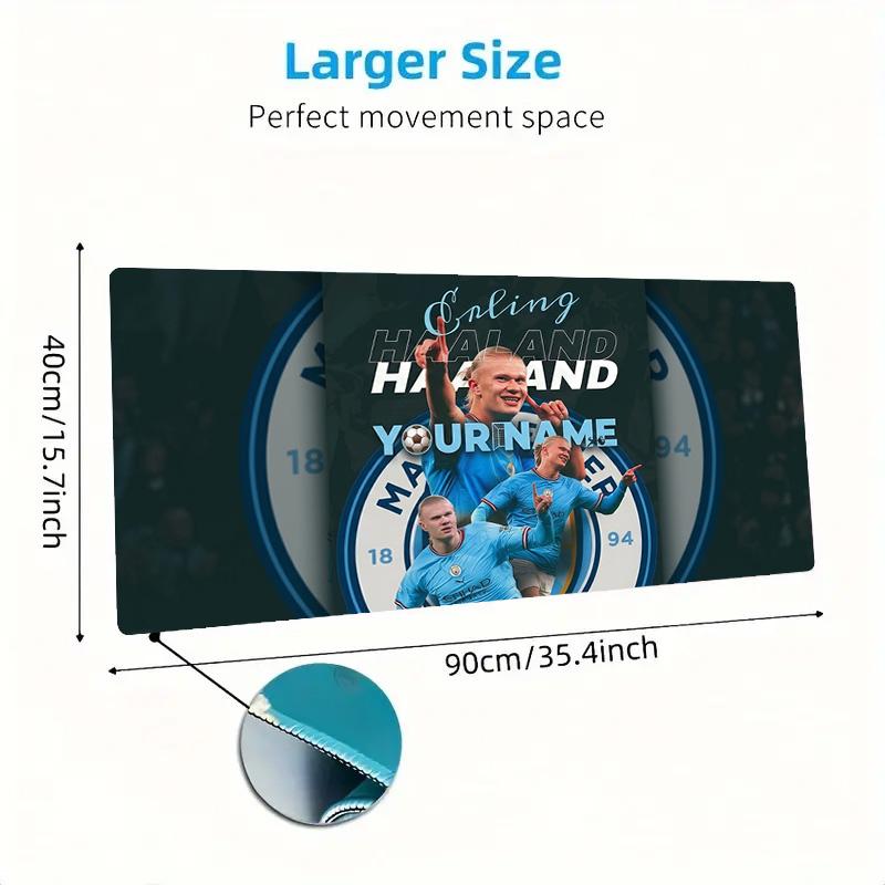 Haaland Custom Name Large Size Mouse Pad Large Gaming Table Cushion Nonslip Laptop Tablet Big Mousepad Xxl Mat Mini Pc Playmat With Lock Edge Custom N