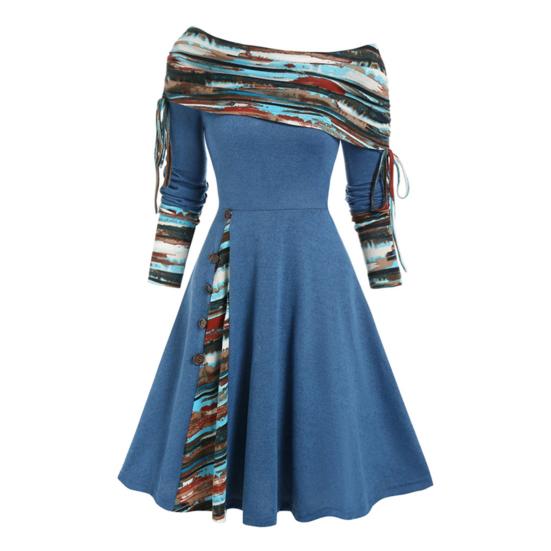 Красивое осеннее платье с длинными рукавами, теплое женское платье средней длины с ремешком