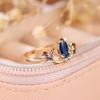 Простые модные кольца из синего циркония огранки «маркиз» для женщин, обручальное кольцо золотого цвета с короной, ювелирные украшения