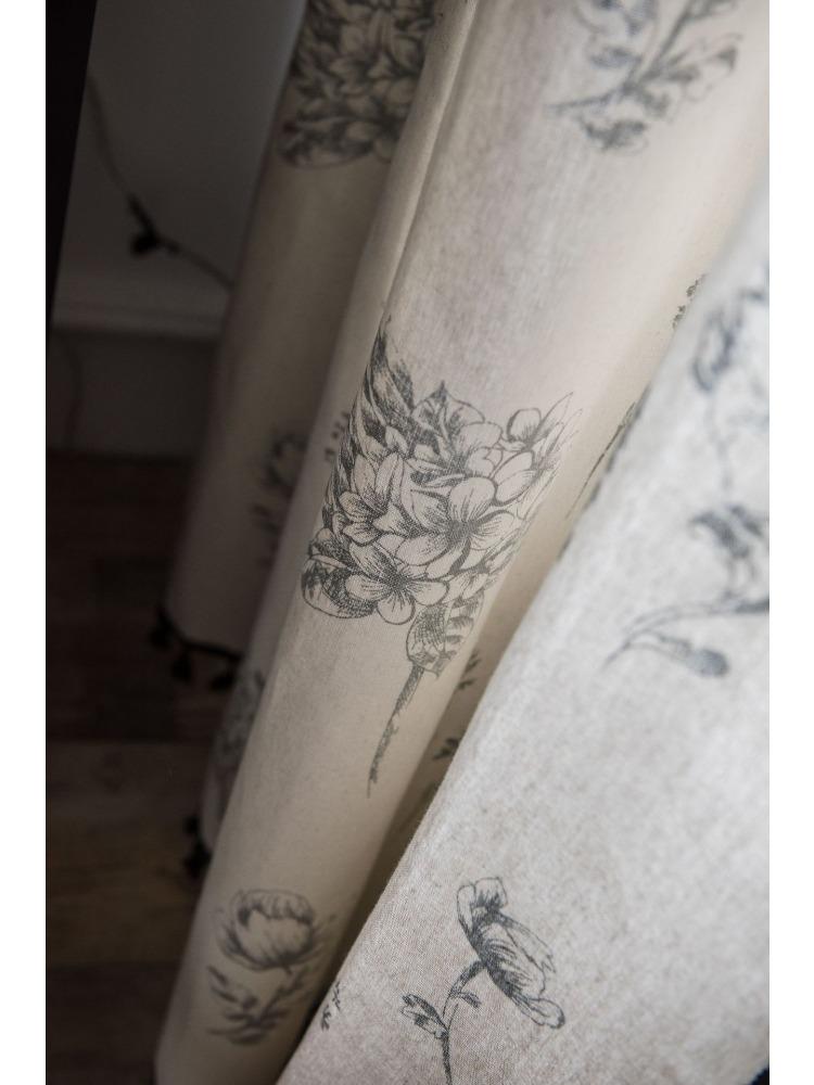 Шторы Серые шторы с цветочным принтом Черные шторы в пасторальном стиле для кухни Шторы для эркера для гостиной, спальни, столовой или кухни, бара