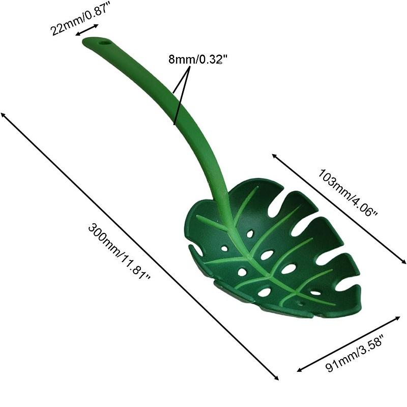 Green Leaf Spoon 2Pcs, Kitchen Noodle Spoon Filter for Spaghetti Dumpling