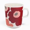 Marimekko Pair 250ml Mug and 20cm Unikko Dark Cherry and Salmon 73702 073702 Cup and Medium Nordic Western Tableware Set Plate, Red, 133, Plate,