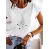 Женская футболка с круглым вырезом и принтом, свободная повседневная офисная футболка с коротким рукавом
