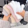 Women's Winter Fingerless Gloves - Plush Imitation Rabbit Fur, Fleece Lined, Warm Cycling Accessory, Cute Style 2025.