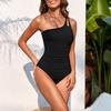 Women Monokini Sexy One-Shoulder Solid Color One-piece Bikini Solid Color Quick Drying Slim Fit Beachwear