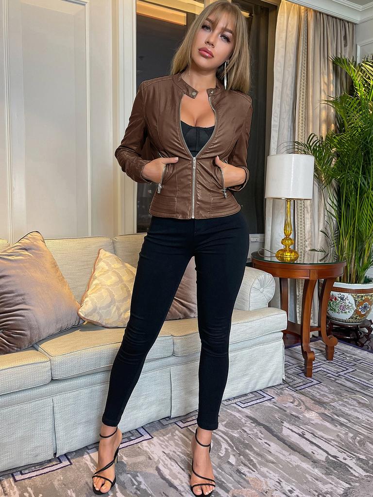 Rose Beauty A Куртка из искусственной кожи с косым карманом на молнии