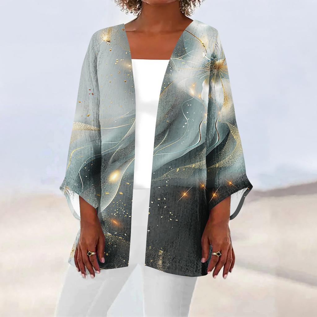 Женская повседневная модная легкая куртка средней длины с принтом, кардиган