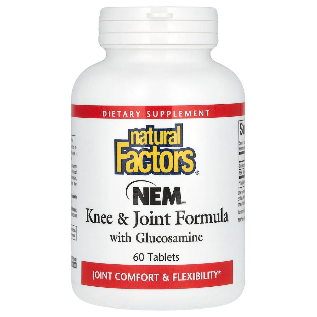 Natural Factors NEM, Формула для коленей и суставов с глюкозамином, 60 таблеток
