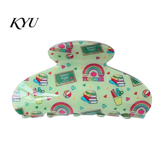 School Themed Hair Accessories Cartoon Claw Clip for Women Girls, Cute Acrylic Gripper Fashionable Styling Tools Thick Hair, Non-slip Back-to-school &