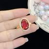 POMOiii Овальные красные кольца темперамента, нежные открывающиеся кольца для женщин, циркониевые кольца для помолвки, ювелирные изделия, подарок