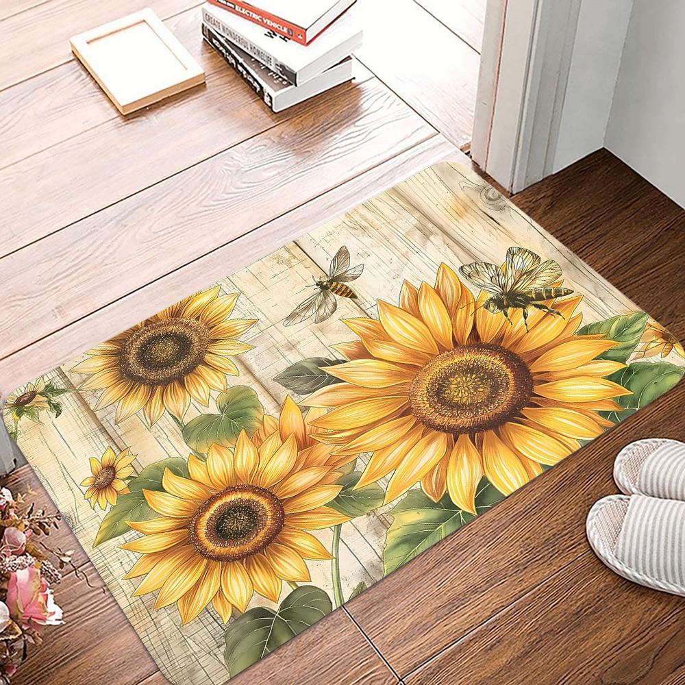 Vintage Flowers Print Doormats Non-Slip Washable Bathroom Rugs Creative Bath Rug For Bedroom Living Room Entryway Decor