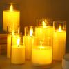 1/3Pcs LED Flameless Electric Candles Light Acrylic Glass Battery Flickering Fake Tealight for Wedding Party Christmas Decor