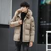Outdoor Down Jacket Men's Short Thickened White Duck Down Collar Hooded Young Student Winter Coat Warm and Cold Resistant Clothing
