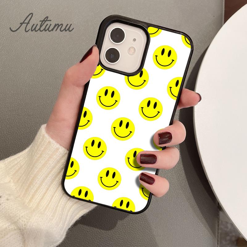 Крутой чехол для телефона Smiley для iPhone 11 12 13 14 Pro Max mini X XR XS SE 2020 5 6S 7 8 Plus Samsung Galaxy S21 S22 Cover shell