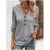 Women's Summer Casual Spring Fall Solid Color Print Long Sleeve V-Neck Pullovers Long Sleeves Pullover