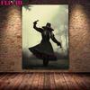 Dancing Witch and Ghost Retro Wall Art Canvas Painting Dark Witch's Beautiful Art Posters and Printed Home