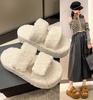 Модные Медицинские Туфли Женские 2025 Домашние Тапочки Платформа Меховые Шлепанцы Пантофли Флок Плюшевые Новые Массажные Плоские На Крючке и Петле Слайды с мехом Ro